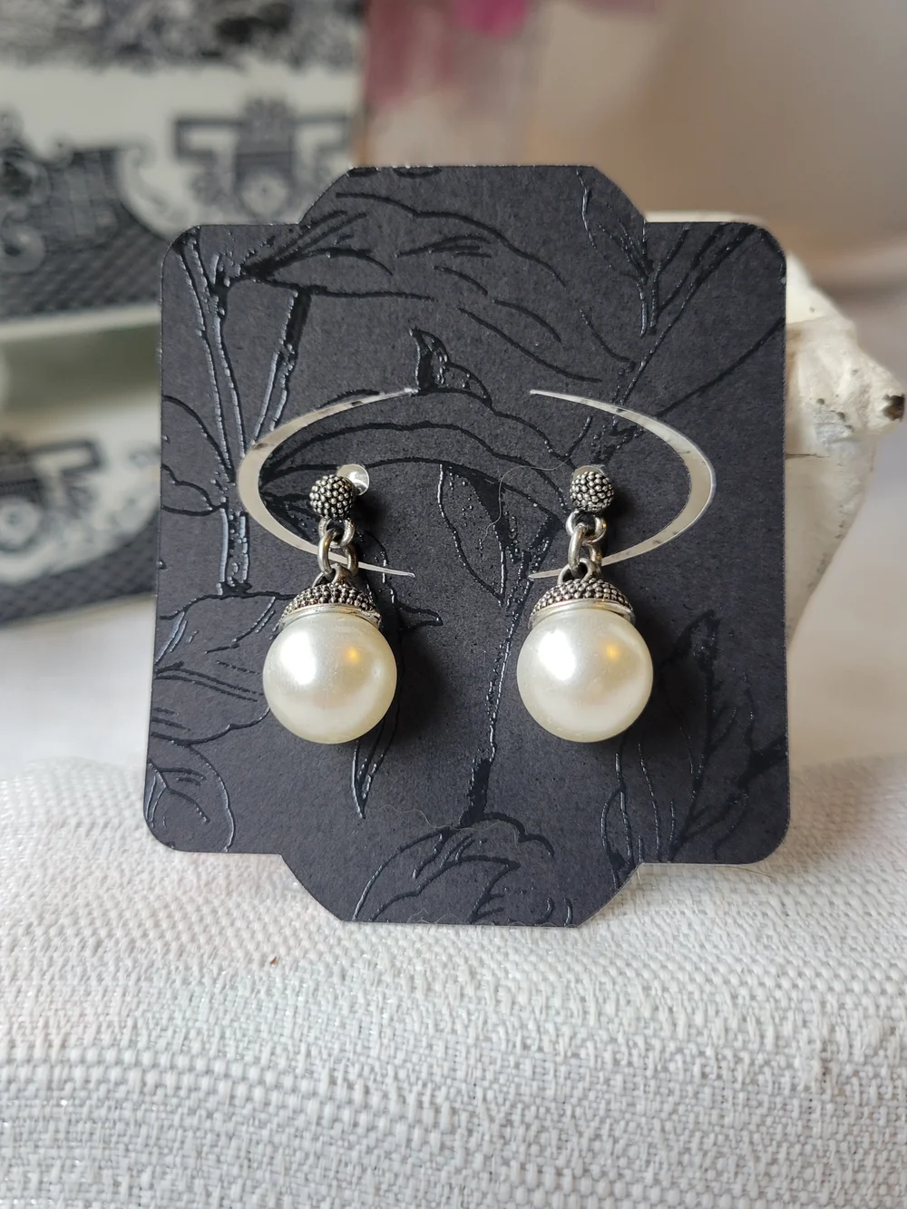 Classic Pearl Drop Earrings with Silver Posts